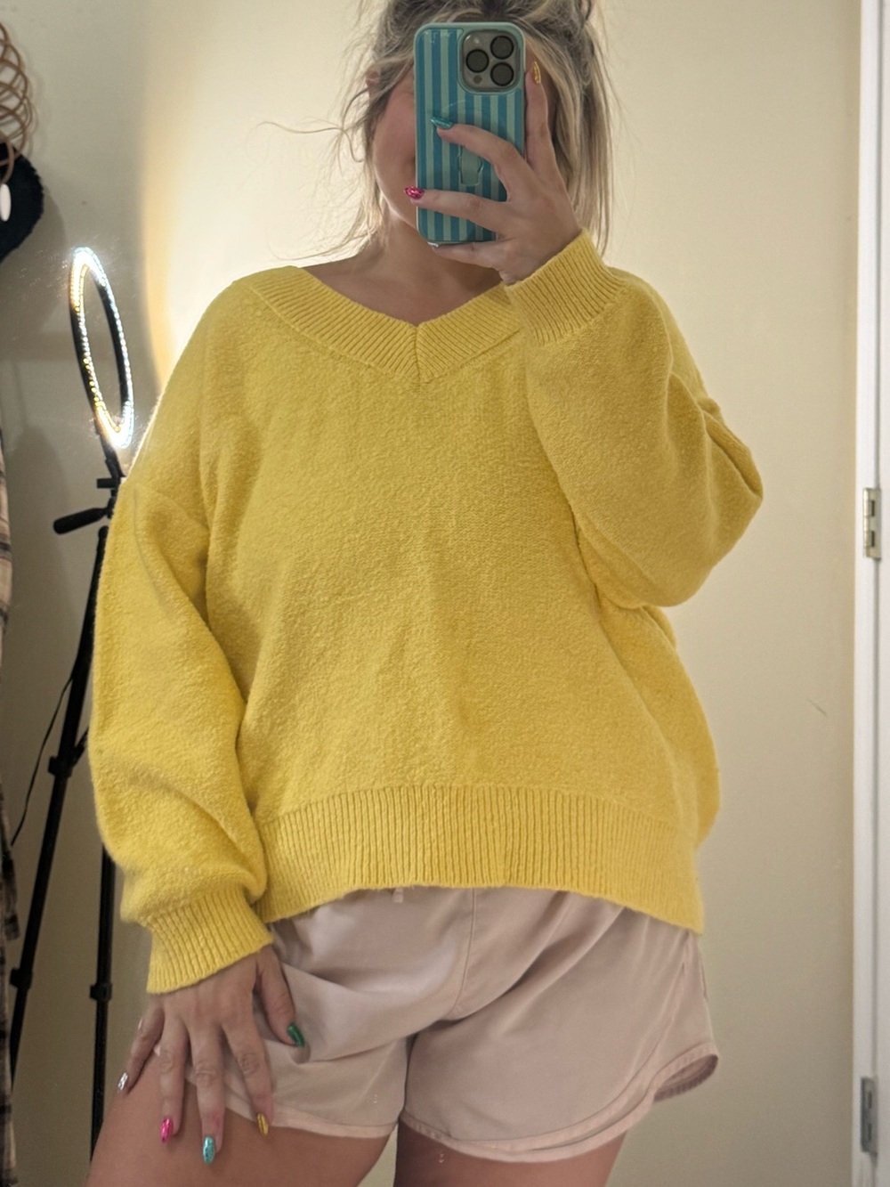 Old Navy Bright Yellow V-Neck Women's Sweater